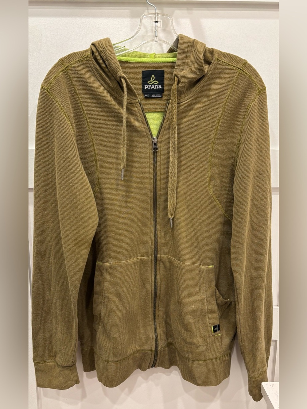 Prana Brown & Green Full-Zip Hoodie Jacket
